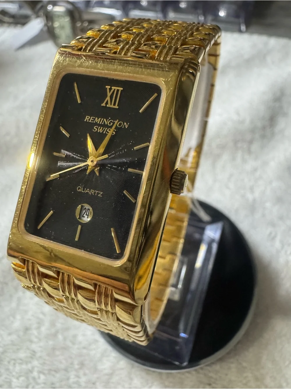 Remington Gold and Black Rectangular Men's Dress Watch